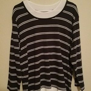 Navy Blue Striped Long Sleeve